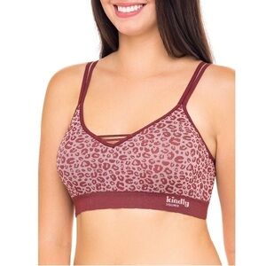 Kindly Yours caged v-neck seamless leopard print bralette plus size XXL